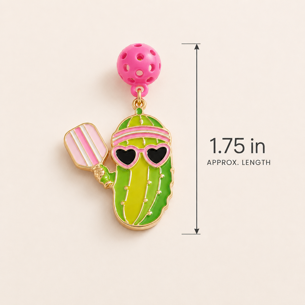 Pickle playing pickleball earrings lifestyle close-up