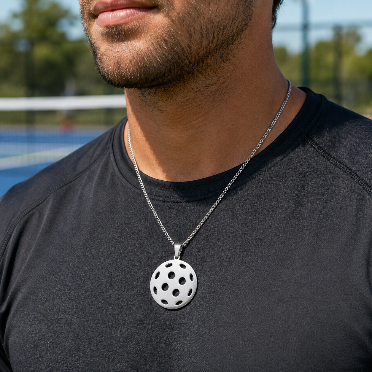 Hollow Pickleball Ball Necklace
