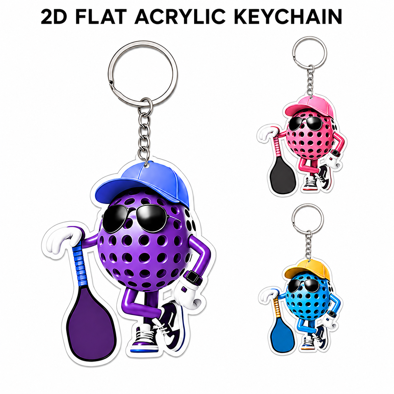 2D Pickleball Character | Keychain