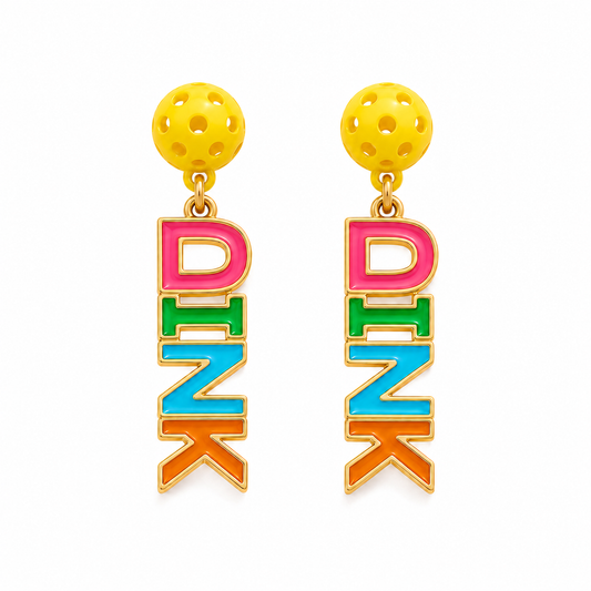 Pickleball DINK Enamel Earrings