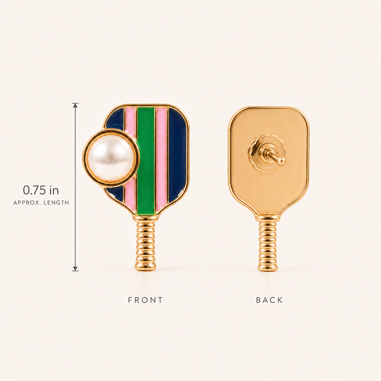 Pickleball enamel and pearl earrings product detail