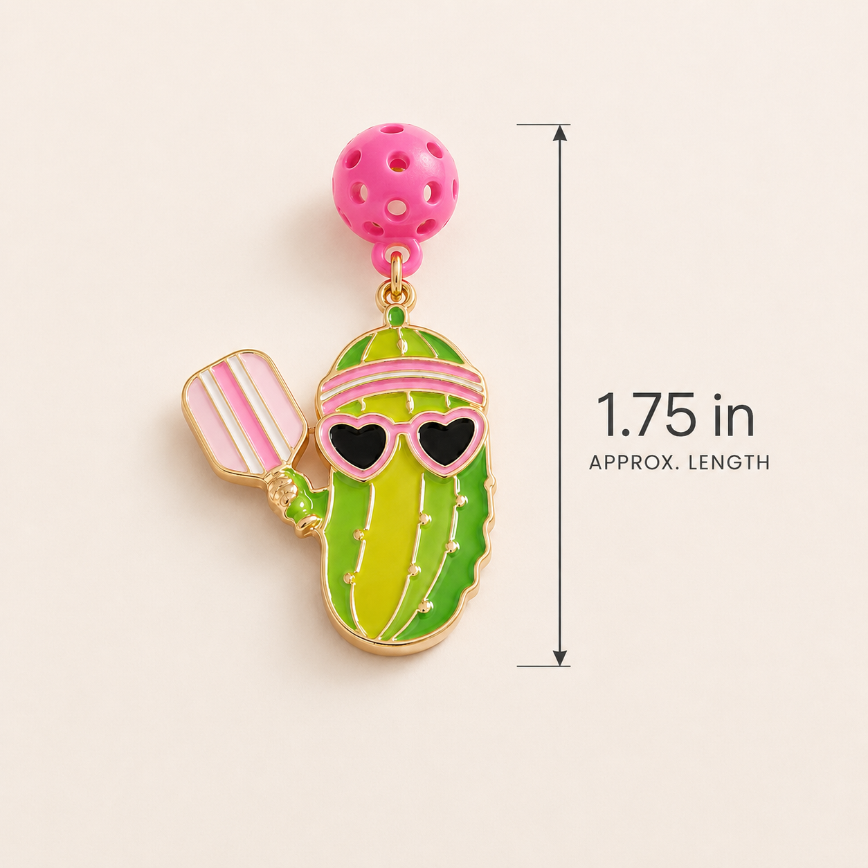 Pickle playing pickleball earrings lifestyle close-up