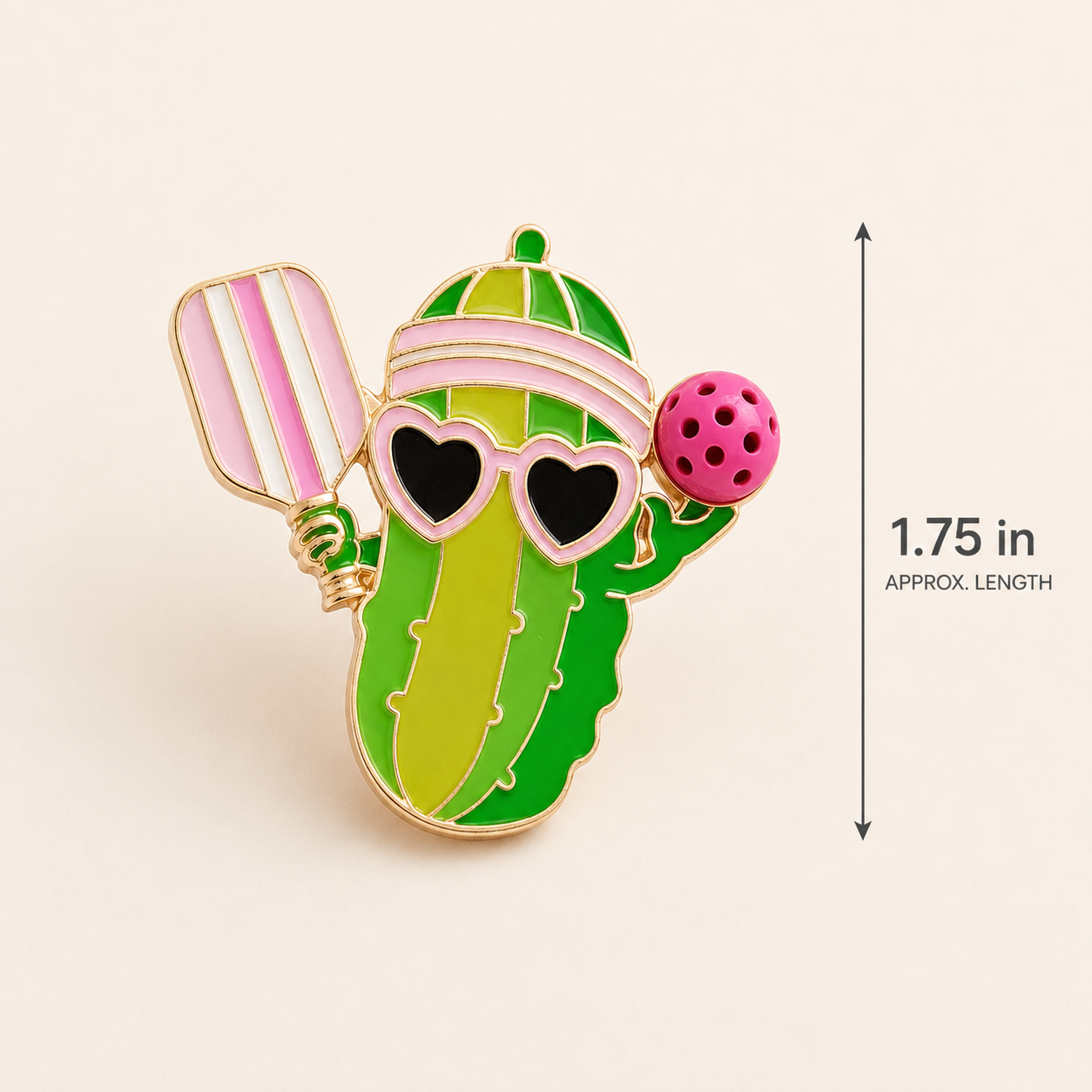 Pickleball brooch pin close-up lifestyle view