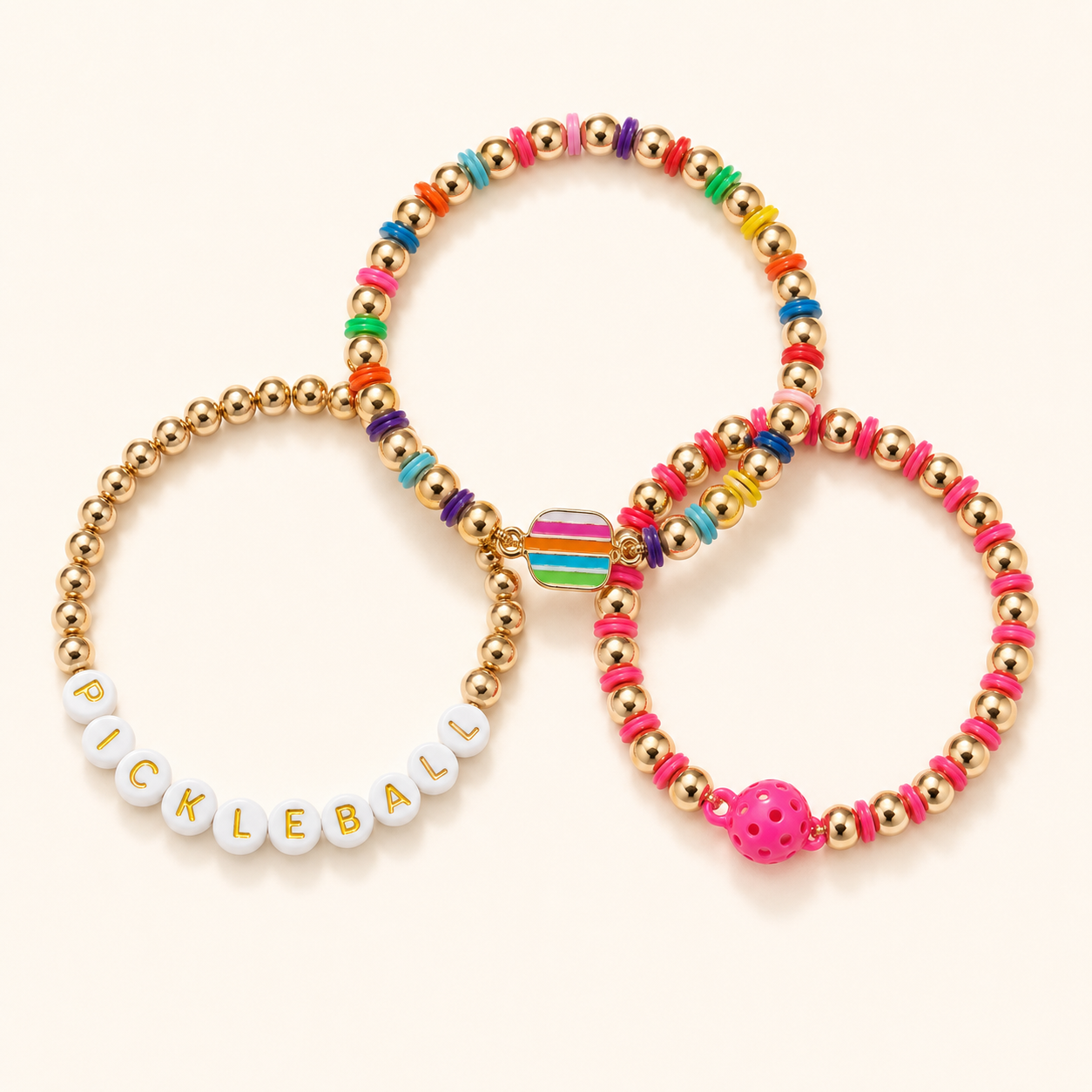 Three-piece pickleball bracelet set product detail