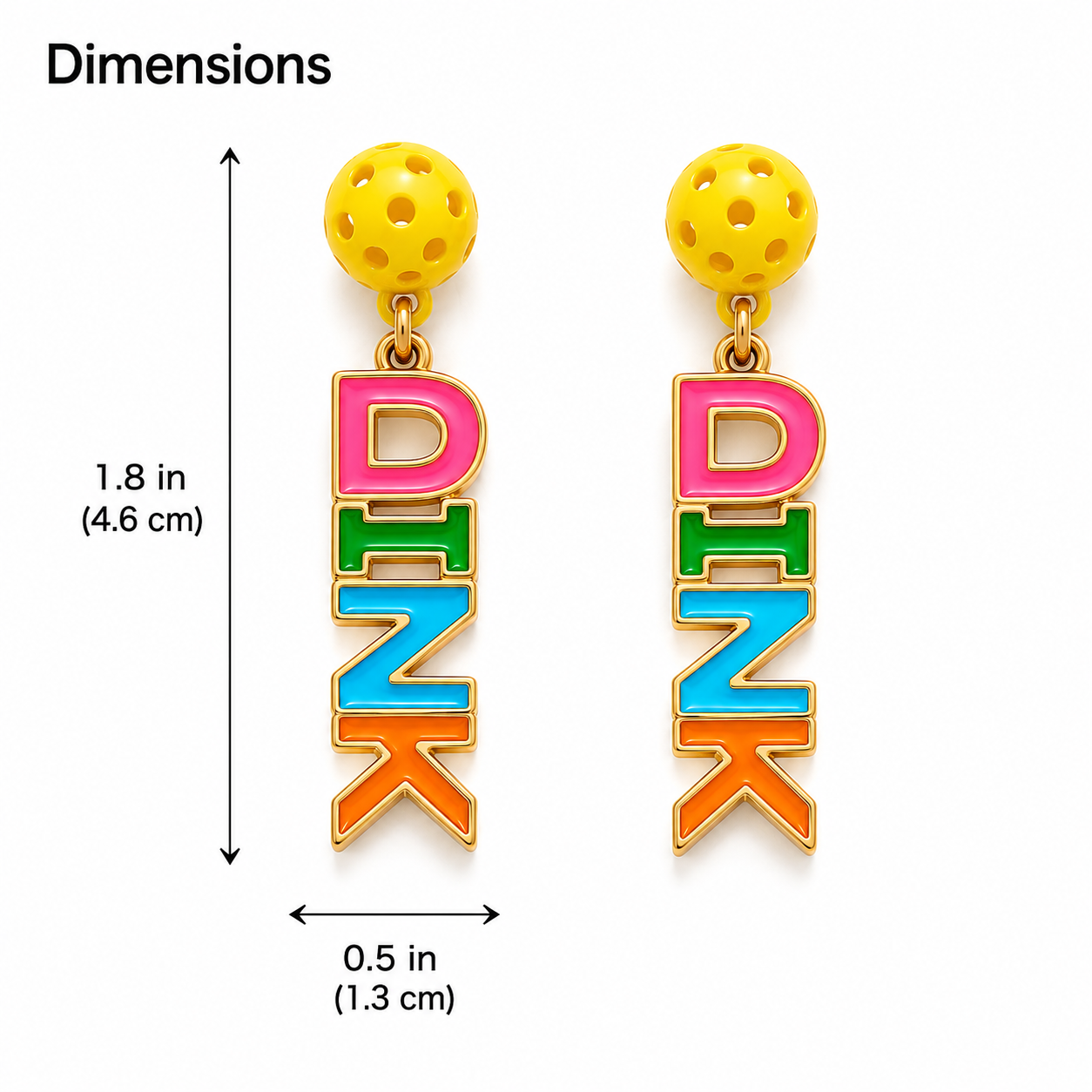 DINK enamel pickleball earrings styled with court gear