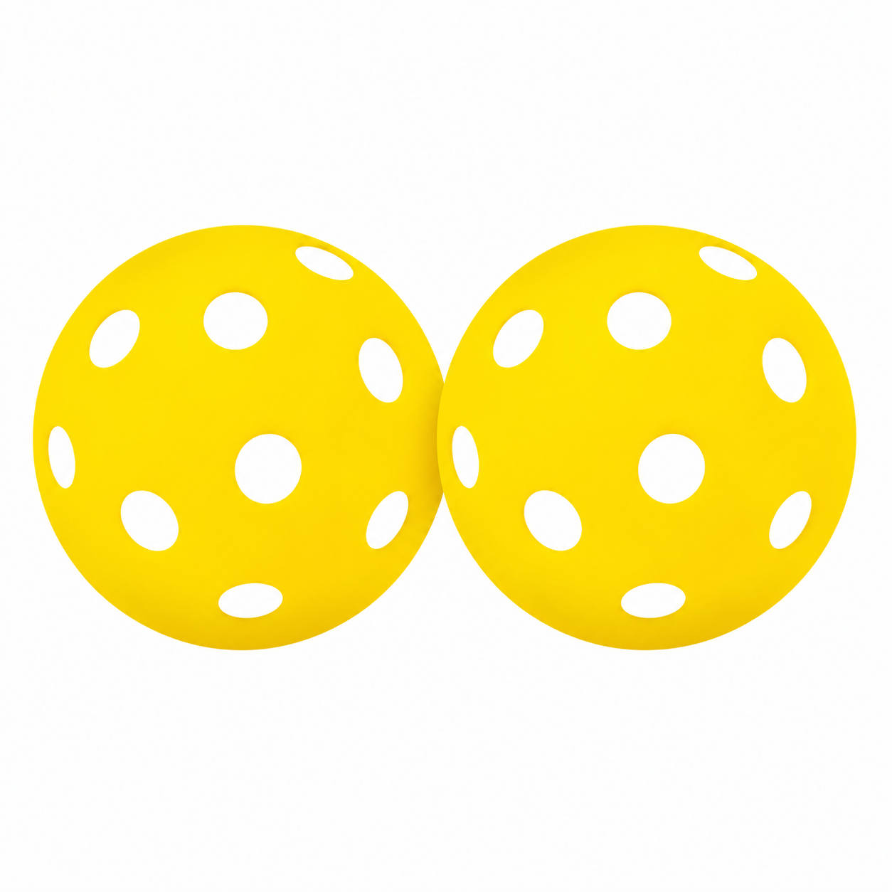 Two bright yellow pickleball decals, shown side by side on a plain white background.