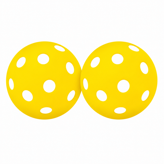 Two bright yellow pickleball decals, shown side by side on a plain white background.