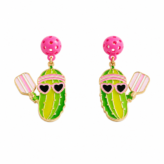 Pickle Playing Pickleball Hypoallergenic Earrings