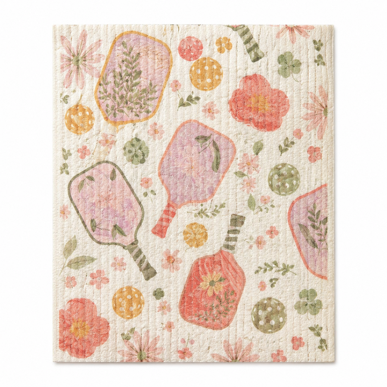Floral Paddle Club pickleball Swedish dishcloth single pack