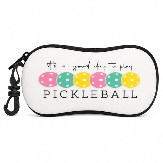 It's a Good Day to Play Pickleball eyeglass case on a white background