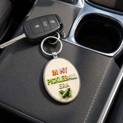 In My Pickleball Era keychain with car keys