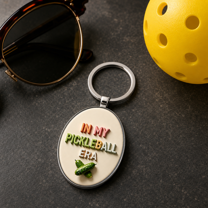 In My Pickleball Era keychain with sunglasses and pickleball