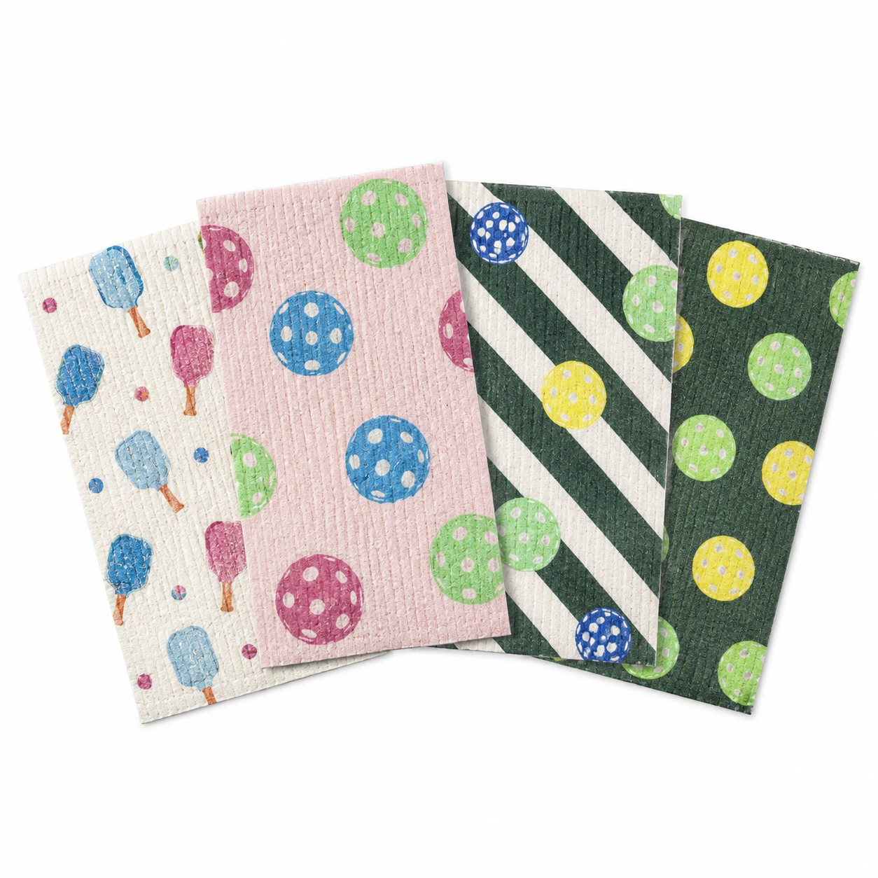 In the Kitchen pink and blue pickleball Swedish dishcloth 4-pack