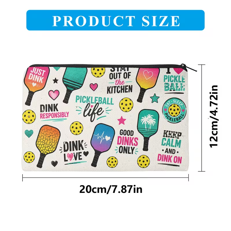 Supplier dimensions for large pickleball makeup and pencil pouch