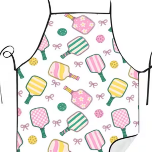 Colorful pickleball-pattern apron