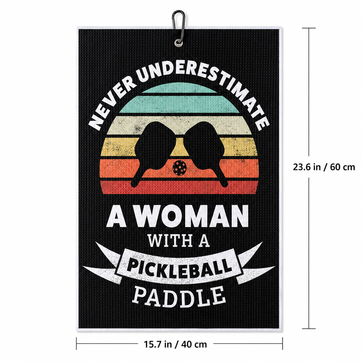 Pickleball court towel dimensions 15.7 by 23.6 inches
