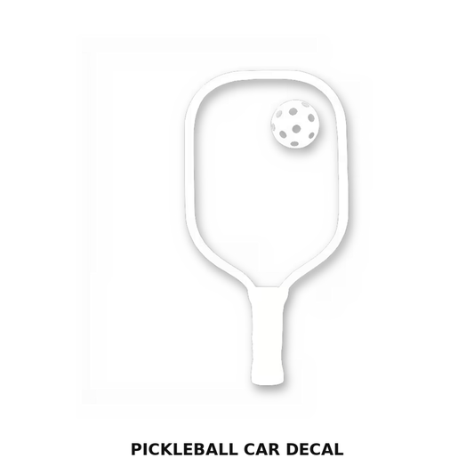White pickleball paddle and ball car decal