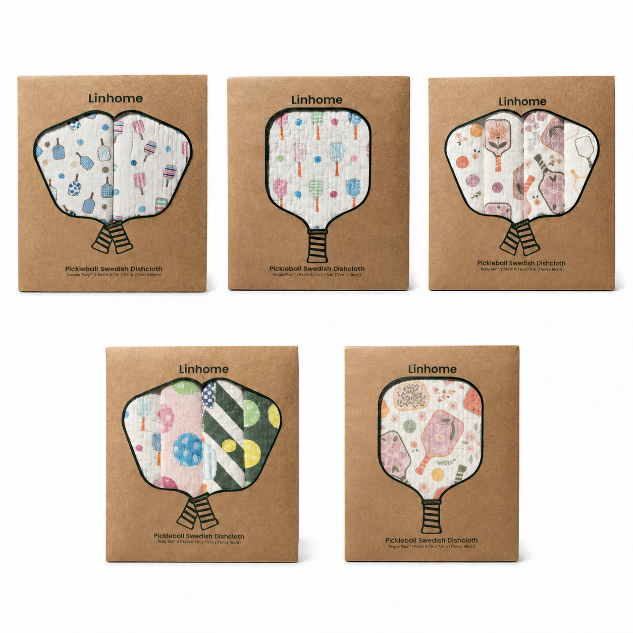 Pickleball Swedish dishcloths in five available designs and pack sizes