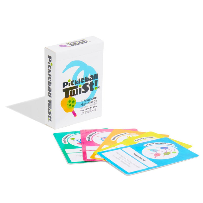 Pickleball Twist on-court card game box and cards