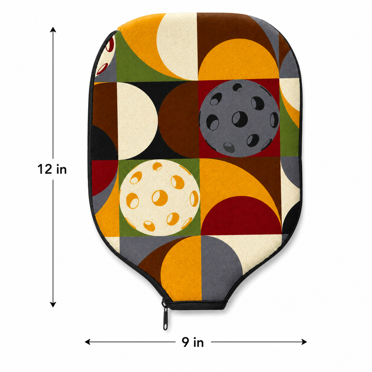 The Kitchen pickleball paddle cover dimensions measuring approximately 12 inches by 9 inches