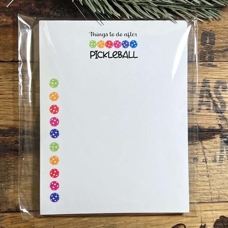 Things to Do After Pickleball notepad in clear sleeve